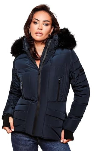 Navahoo Damen Winter Jacke warm gefüttert Teddyfell Stepp Winterjacke B361