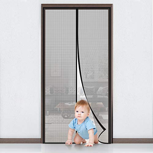 MYCARBON Fliegengitter Tür Magnet Insektenschutz Balkontür Fliegenvorhang 90x210cm Klebmontage ohne Bohren - Vorhang für Balkontür Wohnzimmer Schiebetür Terrassentür