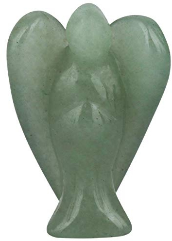 mookaitedecor Edelstein Aventurin Engel Figur Deko, Handgeschnitzt Heilstein Schutzengel Statue für Talisman Glücksbringer Fengshui Dekoration, 38-43 mm Hoch