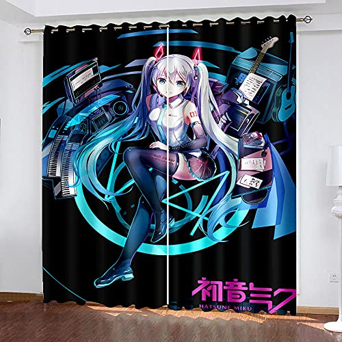 XKSJWY Vorhang Blickdicht 3D Süßes Anime-Mädchen Muster Ösenschal 2Er Set 200X160Cm Fenster Gardinen Mit Ösen Verdunkelungsvorhang Wohnzimmer Kinderzimmer Thermovorhang Schallschutz Vorhänge