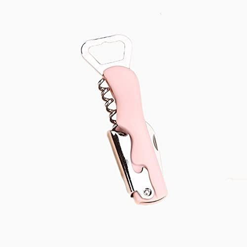 korkenzieher Flaschenöffner Tragbare Wein Haushalt Korkenzieher Multifunktionale Bierflasche Schraubvöbelhebel mit Folienmesser Kellner im Familienrestaurant (Color : Pink, Größe : 1.4 * 2.4 * 5.1in)