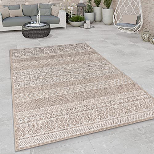 Paco Home Tapis Intérieur & Extérieur Balcon Terrasse Cuisine Motif Ethnique Boho Moderne, Dimension:60x100 cm, Couleur:Beige