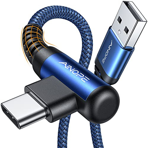 AINOPE Ladekabel USB C 3.1A Schnellladekabel, 1M USB A zu USB C Ladekabel Winkel, Haltbares Nylon Geflochtenes Kabel für Samsung S20 S10 S9 S8 Plus, Note 10 9 8 LG V30 V20 G6