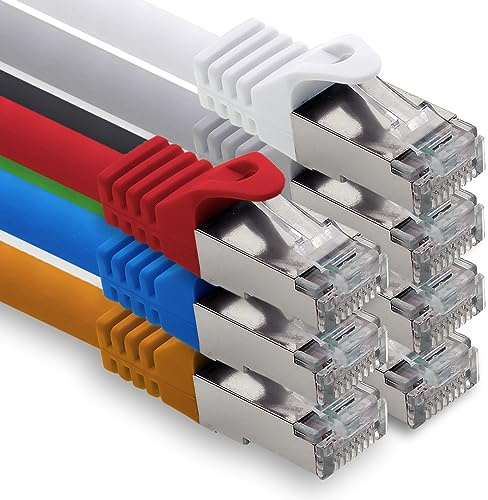 freiwerk Cable LAN 0,5 m Cat7 7 colores Cable de red Ethernet RJ45 10 Gbps SFTP Patch Cable para Router Módem Switch PC Portátil Gaming Console