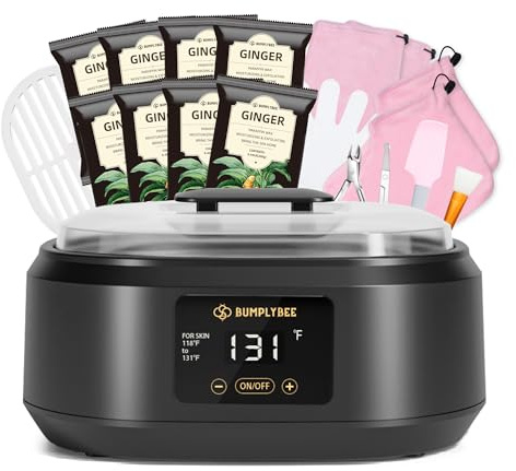 BUMPLYBEE Paraffin Wax Machine for Hand and Feet - 3500ml Hot Wax Hand Wax Machine with 8 Pcs Ginger Paraffin Bath Wax, Foot Wax Paraffin Foot Care Kit, Hand Wax Machine, Moisturizing and Exfoliating