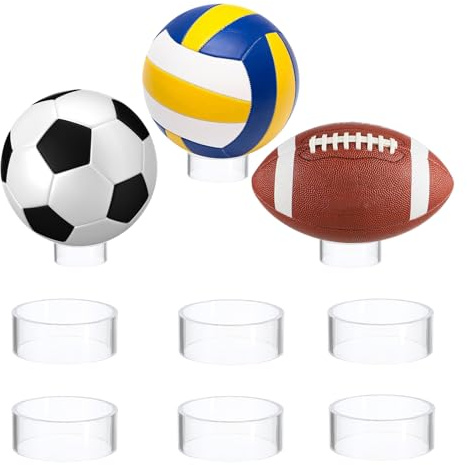 Hipiwe 6Pcs Ball Display Stands Sphere Hoder - Plastic Sport Ball Holder Clear Soccer Ball Display Rack Memorabilia Ball Display Ring Pedestal for Sphere Football Basketball Volleyball,2.6 D