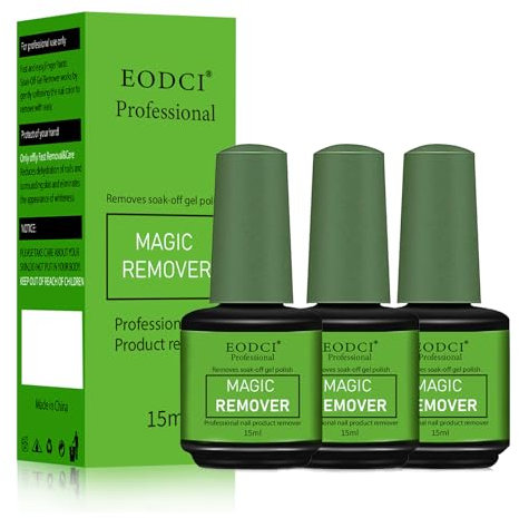 EODCI Lot de 3 dissolvants magiques pour ongles en gel, dissolvant pour ongles en gel, dissolvant rapide et facile à enlever le vernis à ongles, n'endommage pas l'ongle