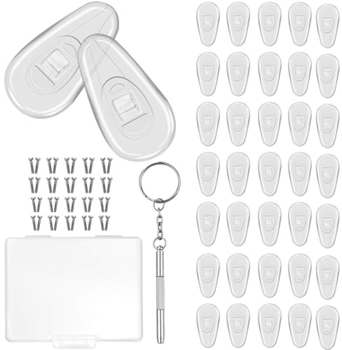 20 Paar Nasenpads Brillen Reparatur Set, Silikon Rutschfeste Luftkammer Nasenpads Silikon Schraubbrillen Nasenpads Transparent für Brillen Sonnenbrillen Rutsch Stopper Gläser Zubehör