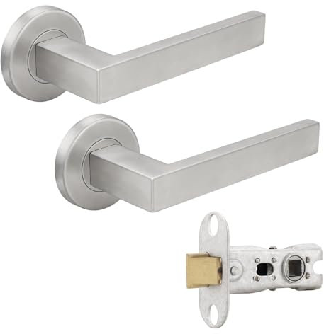 Probrico 1 Pack Door Handles Liberty Door Lever,Square T-Bar Internal Door Handle Sets with 65mm Standard Latch Brushed Nickel Finish,Ideal for Hollway and Storage Room