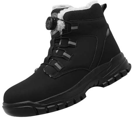 MEIbax Chaussure de Securité Homme Antidérapant Confortable Montantes Chaussures de Travail Protection Imperméables Antiperforation Automne Hiver Bottes de Securite Embout en Acier (2-Bronze, 41)
