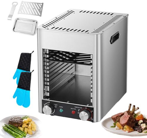 forplubossmmp Parrilla Eléctrica para Carne, Estufa Teppanyaki para Carne De 1700 W, Parrilla Eléctrica para Barbacoa para Uso Comercial Y Doméstico, Acero Inoxidable(con 2 Guantes, Parrilla)