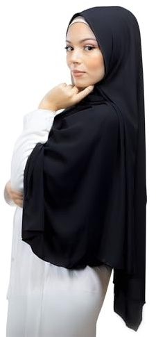 Hijab crêpe de luxe LamisHijab® Création pour femme musulmane voilée CL000 (Noir)