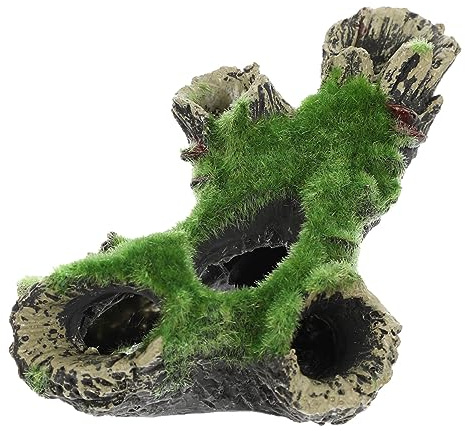 TOYANDONA Ornement de Paysage pour Aquarium Décoration Résine avec Grotte et Mousse Accessoire pour Réservoirs Eau Douce et Marins Crée Un Environnement Joyeux pour Vos Poissons