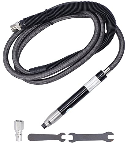 Pneumatic Grinding Pen Air Grinder Adjustable Portable Polishing Tool Set Kit KP6091 High Speed 65000RPM Double Bearing Structure for Engraving Carving Grinding Alloy Steel 3mm (Japanese Style)