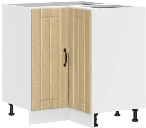 Homvdxl Eckunterschrank Küche mit 2 Türen und verstellbaren Füßen, unterer Eckschrank für Küche, Wohnzimmer, Esszimmer, Flur, Braun