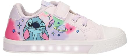Disney Stitch - Sneakers Bambina – Scarpe Alte e Basse in Tela o Poliestere con o Senza Luci LED, Chiusura Lacci Zip o Strappo, Taglie 25–35 [7251 Sneakers LED Rosa - 28]