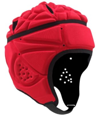 Ysyqkn Casco Protettivo da Rugby, Imbottito, Regolabile, Traspirante, in Materiale Eva, Adatto a Uomini E Donne per Rugby, Calcio E Hockey, Rosso