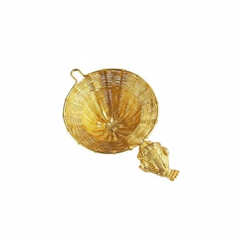 perfk Colador Industrial de Cobre Trabajado a Mano Filtro Pequeño de Malla Fina Herramienta Clásica de Cocina Utensilio Cómodo Adecuado para de Té Hogar Oficina, Sapo Dorado