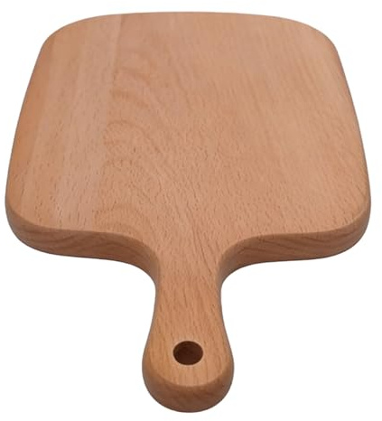 SIXRUN Tagliere in Legno di Faggio, Tagliere per Salumi con Manico, Superficie Lucidata a Mano 13 X 7,87 X 0,59 Pollici, per Servire in Formaggio Carne Verdura Frutta (33*20*1,5 cm manico in faggio)