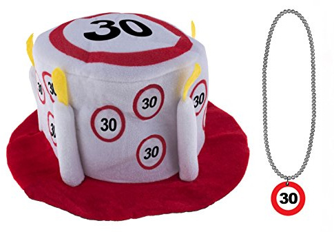 Geburtstagset 30 Jahre Verkehrsschild : Hut mit Halskette