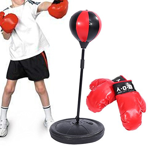Yosoo Kinder Standboxsack Punching Ball Verstellbar Boxbirne Boxhandschuhe Boxen