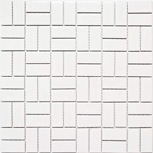 Piastrelle a mosaico in ceramica, colore bianco lucido, parete posteriore della cucina, piatto doccia, rivestimento per vasca da bagno, parete a mosaico, piastrelle da parete | 10 tappetini a mosaico