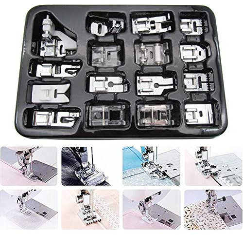 CKPSMS Marke: 16-teiliges Nähfuß-Set, kompatibel mit Singer, Brother, Marke Janome, Marke Elna, Marke Kenmore, alle Maschinen mit niedrigem Schaft (KP-19048)