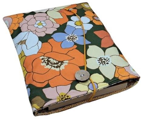 Protège livre handmade, housse protection format broché en tissu coton fleuri molletonné