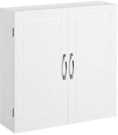 VASAGLE Badezimmerschrank, Badschrank, wandmontiert, 18 x 60 x 60 cm, Wandschrank mit verstellbaren Ablagen, wolkenweiß BBC320W01