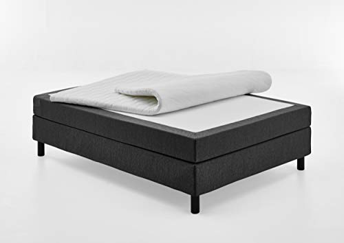 Atlantic Home Collection Happy Boxbett ohne Kopfteil, 7-Zonen Taschenfederkern- Matratzen, Härtegrad H3, Stoff, Anthrazit, 120/200 cm, Liegehöhe ca. 58 cm