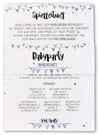 Feenstaub Babyshower Babyparty kleines Spiele-Set Partyspiele 30 Karten für Deine Babyshower, Baby Party für 10 Gäste, Ratespiel, Karten zum Ausfüllen, Spiele für Baby-Party