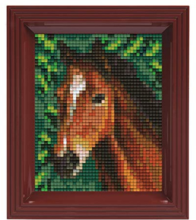 Pracht Creatives Hobby Pixel P31318 Mosaik Geschenkverpackung Pferd, Pixelbild mit Rahmen, kinderleichtes Stecksystem, ohne Bügeln und Kleben, Steinchen aus Biokunststoff