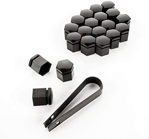 LST 20x Abdeckkappen Sechskant Radschrauben Kappen Set 17 mm schwarz glänzend