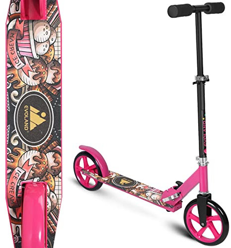 EVOLAND Scooter Kickscooter Tretroller Klappbar Höhenverstellbar Roller für Erwachsene Kinder Teenager ab 8 Jahren City Roller mit 200MM Big Wheel