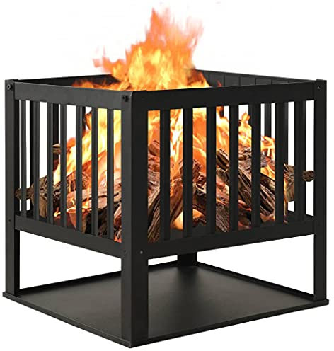 vidaXL Fire Pit Steel Fireplace Patio Heater Garden Furnace Outdoor Fire Basket Fire Pit Grill Patio Garden Heater Burner Outdoor Camping