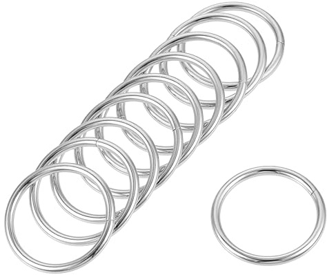 sourcing map 30 Stück O Ringe 1.18(30mm) Metall für Riemen Taschen Gürtel DIY Handwerk Silber Ton, Nicht geschweißt