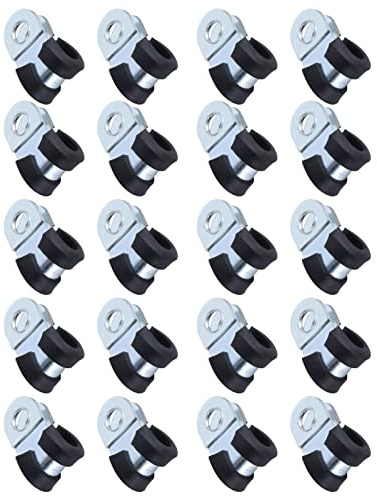 Packung mit 20 Schlauchschellen Zwingen Klemmen Spanner Rohrschellen und-Schraubzwingen 304 Edelstahl-Kabelschellen Korrosionsbeständige Wiederverwendbare R-Hoop-Rohrschelle[6mm] | R-Design, korrosionsbeständig, wiederverwendbar, stoßfest, langlebig, für Rohre und Kabel in Industrie und DIY