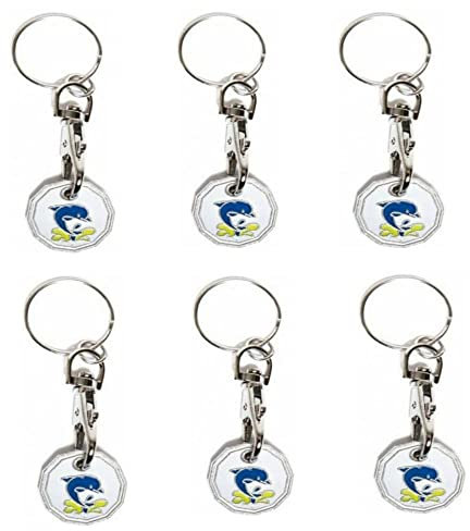 6pcs Trolley Coin Keyring – 12-Edged £1 Trolley Token for UK Shopping Carts – Dolphin Design – Supermarket Key Ring Set for Lockers, Gym, Party Bag Fillers