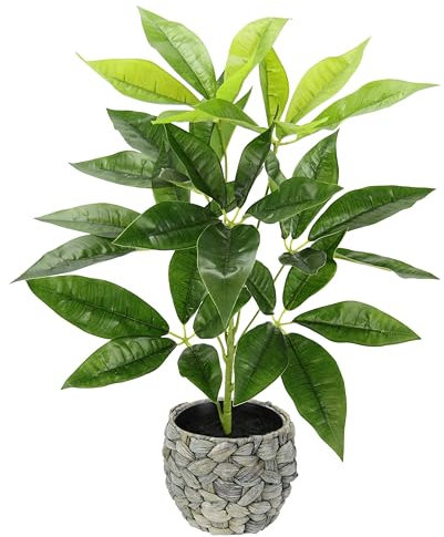 Planta artificial Schefflera con maceta, planta de hojas, flores de seda, plantas artificiales de tacto real, plantas de interior, plantas decorativas, planta verde, planta de seda, flores