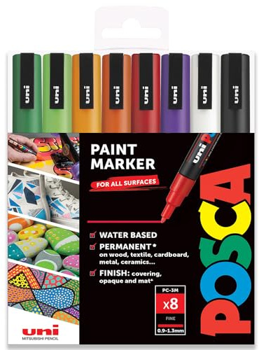 POSCA – PC-3M – Farbmarker-Kunststifte – 0,9–1,3 mm – 8er-Set in Geschenkbox (Halloween Tones)