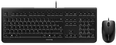 CHERRY DC 2000, Kabelgebundenes Tastatur-Maus-Set, Ungarisches Layout (QWERTZ), Plug & Play über je 1 USB-Anschluss, Flaches Design, Symmetrische Maus, Schwarz