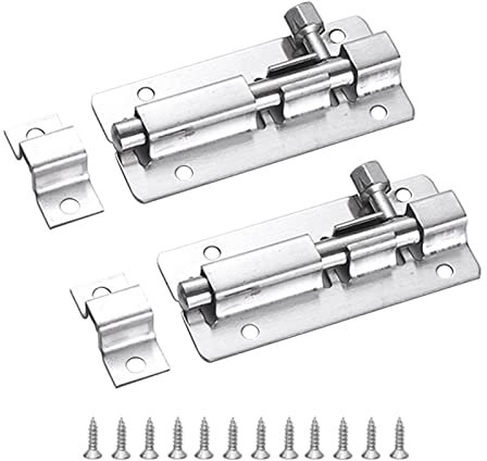OTAIVE 2pcs Door Lock Bolts 3(75mm), 304 Stainless Steel Door Latch Slide Bolts Lock with Screws for Bathroom Bedroom Shed Garden Toilet,3 Inch (silver)