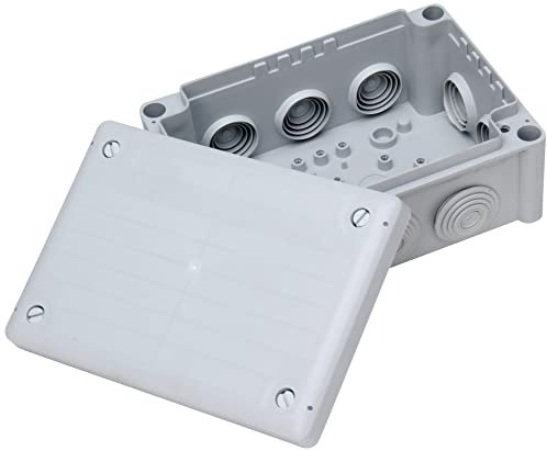 Kopp 351012047 - Scatola di derivazione da parete per ambienti umidi, 102 x 152 x 65 mm, IP66, scatola di collegamento con 10 ingressi per cavi M25, colore: grigio