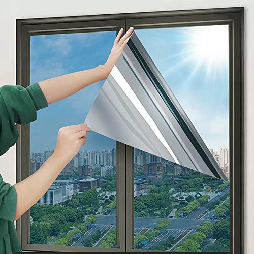 tow000ack UV-Schutz Sonnenschutzfolie Fenster innen oder außen,Spiegelfolie Selbstklebend Reflektierende Fensterfolie Sichtschutz Folie Wärmeisolierung Klebefolie,Anpassbar (W*L:40x200cm(16x79in))