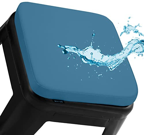 BUYUE Enhanced Anti-Rutsch Magnetic Barhocker Kissen 1 Stück, Luxus PU-Leder wasserdicht kleine Sitzkissen für Café Bistro stapelbar Metallhocker (Quadrat, blau, 1)