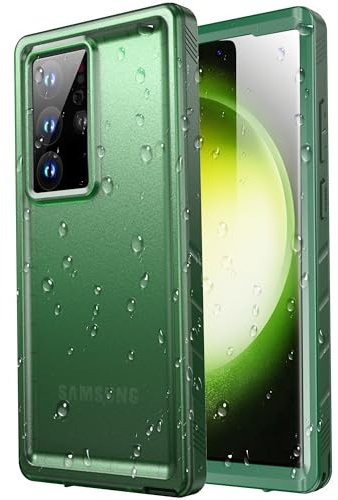 SPORTLINK Cover per Samsung Galaxy S23 Ultra Impermeabile Antiurto, Verde | 360 Gradi Full Body Armor Militare Protettiva Custodia Antipolvere Subacquea IP68 con Fotocamera/Schermo Doppia Protezione