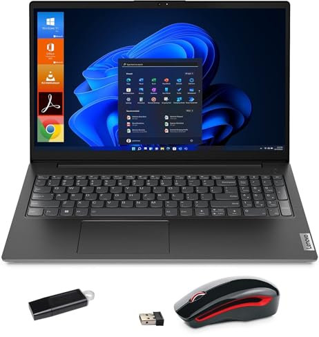 Lenovo Notebook V15 Ryzen R7-5700u Ram 16GB, 512GB Ssd, Windows 11 Pro, Office 2021 Pro Plus, Pronto All’Uso. Mouse Wireless e Pendrive Usb In Omaggio, 82KD