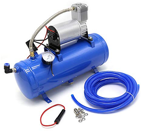 Air Compressor DC12V 20A 150psi with Universal 6 Liter Tank Train Air Horn Kit,0 PSI on, 120 PSI Off