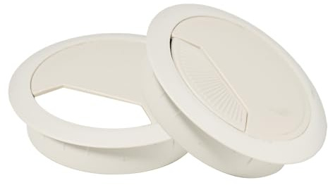 2 Kabeldurchführung Schreibtisch Kabeldurchführung, Tisch Kabeldurchführung, Kabeldurchlass Schreibtisch, Kabel Durchführungen (weiß-60mm)