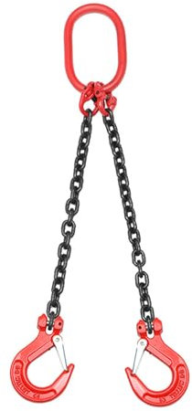 UYSELA Kettengehänge 2 Strang Anschlagkette Hebewerkzeug Anschlagkette Tragfähigkeit Schwerlastkette Hebeschlinge Alloy Steel Chains,Max Load 1T